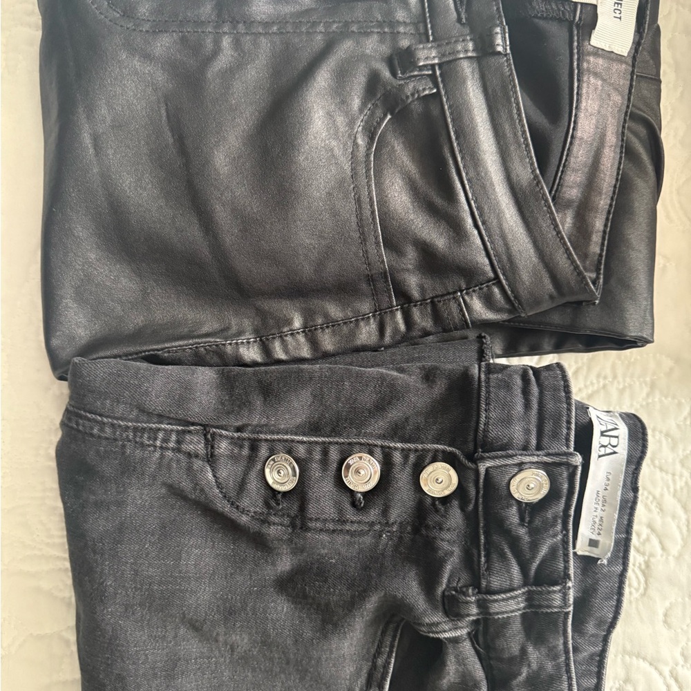 2 pairs for 1 price- Zara and Object  Black Coated Jeans - Sleek Slim Fit